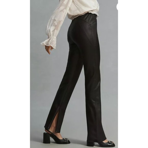 Anthropologie Pilcro Glasgow Faux Leather Skinny Pants Black Pull-On Size 32 NWT - Picture 4 of 14